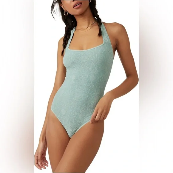 NWT Intimately Free People With Love Thong Bodysuit - Blue Surf - Size M/L - Picture 1 of 15